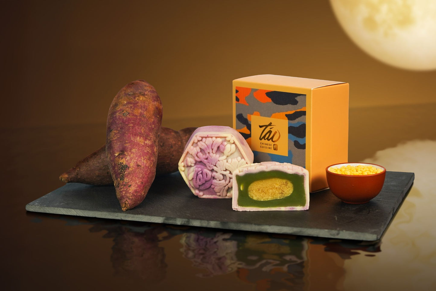 [SIGNATURE] Almond & Sweet Potato with Pandan & Salted Mung Bean Baked Mooncake