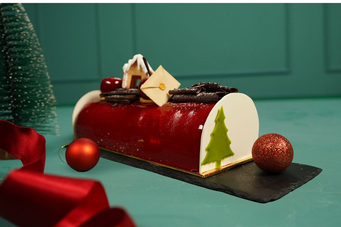 Black Forest with Amarena Cherry Yule Log Cake